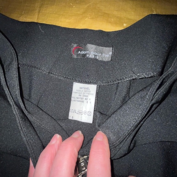 Adam Pour Eve Paris size 10 black wide leg mid rise dress pants with slit leg - Picture 10 of 14